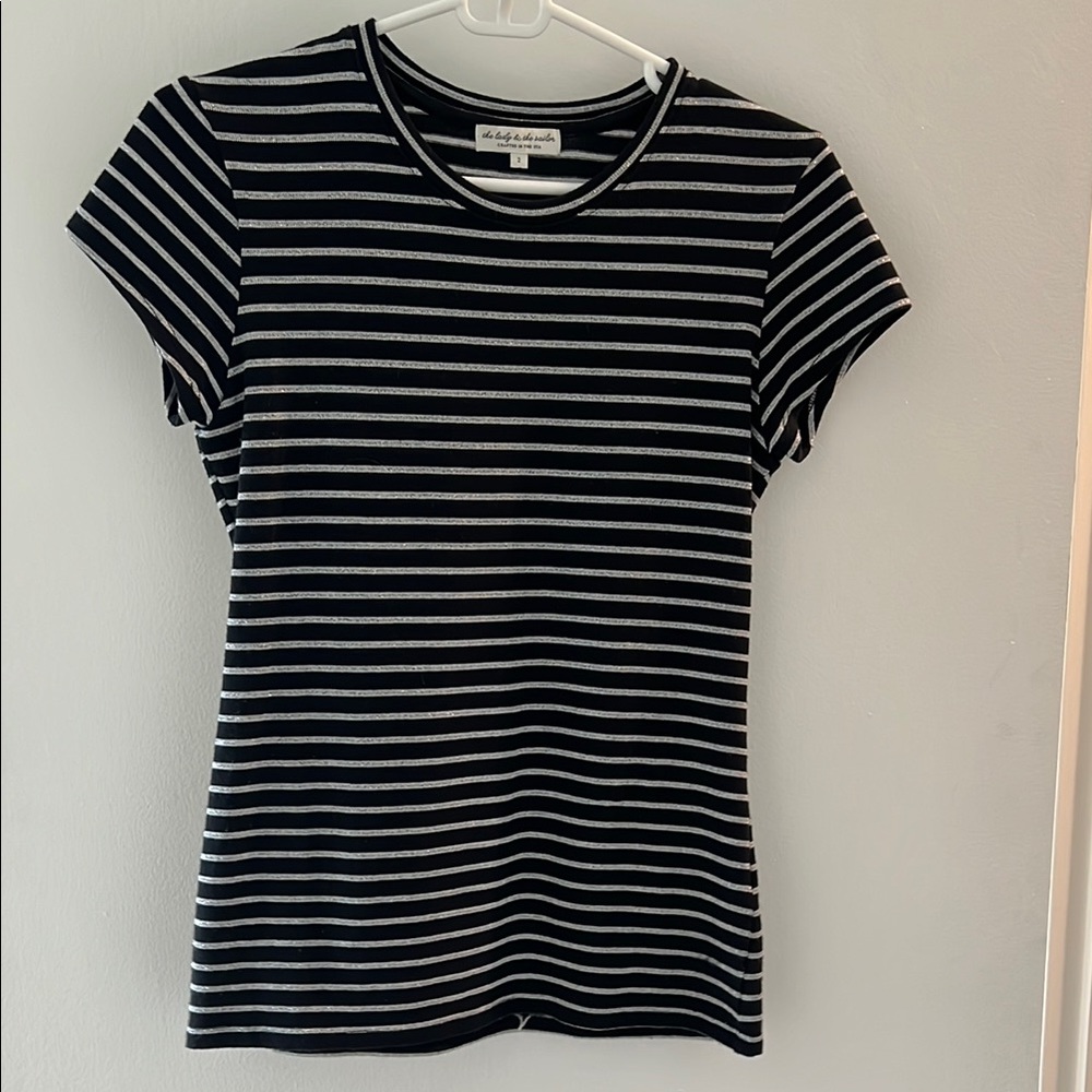 Black and White Striped Top